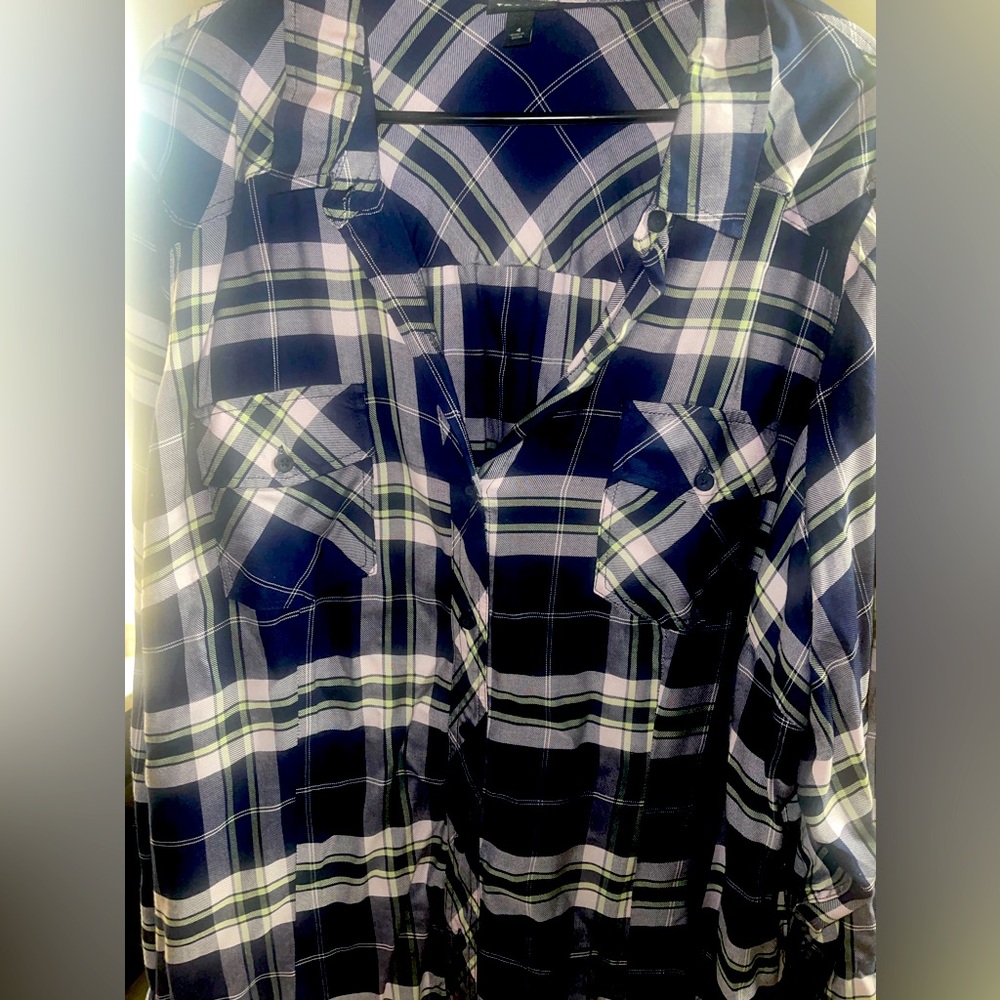 Torrid Blue Plaid Button down top